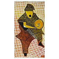 'Traditional Drummer' - Expressionist Painting of an African Drummer from Ghana