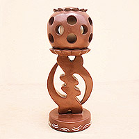 Wood sculpture, 'Gye Nyame Trophy' - Gye Nyame Adinkra Symbol Wood Sculpture