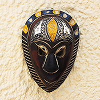 African wood mask, 'Hausa Love' - West African Handmade Wood Mask