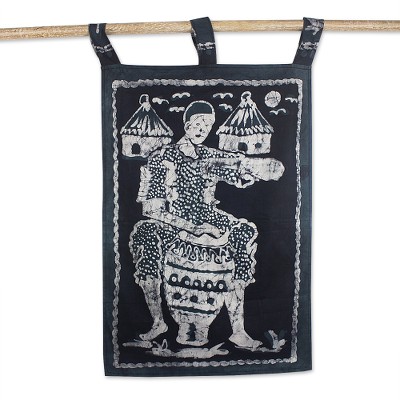 Cotton batik wall hanging, Drumming Man