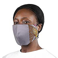 Cotton patchwork face mask, 'Courageous Colors' - Ghanaian Cotton Patchwork 2-Layer Tie on Face Mask