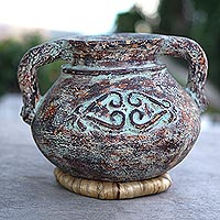 Decorative ceramic vase, 'Twice the Love' - Decorative Ceramic Vase from Ghana