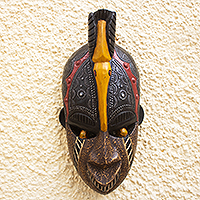 African wood mask, 'Binah' - Ghanaian Sese Wood Mask