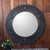 Wood wall mirror, 'Floral Ring' - Hand Made Sese Wood Floral Framed Mirror thumbail