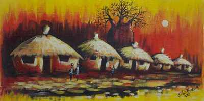 'Sunset Village I' - Sunset Village Original Acrylic Painting