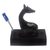 Teak wood pen holder, 'Giraffe Scribe' - Handmade Teak Wood Giraffe Pen Holder (image 2a) thumbail