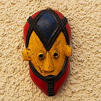 African wood mask, 'Akpe' - Handcrafted Sese Wood Wall Mask from Ghana