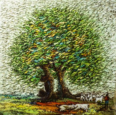 'White Birds' (2020) - Signed Oil Tree Painting on Canvas (2020)