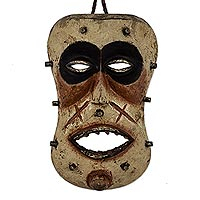 African wood mask, 'Dan II' - Handcrafted African Sese Wood Mask