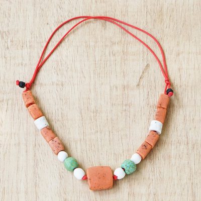 Recycled glass beaded necklace, 'Good Faith' - Hand Crafted Recycled Glass Beaded Necklace