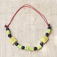 Recycled glass beaded bracelet, 'Dearest One' - Sliding Knot Recycled Glass Beaded Necklace