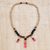 Wood beaded waterfall necklace, 'Holy Waterfall' - Sese Wood and Recycled Glass Bead Waterfall Necklace thumbail