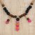 Wood beaded waterfall necklace, 'Holy Waterfall' - Sese Wood and Recycled Glass Bead Waterfall Necklace (image 2b) thumbail