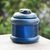 Wood jewelry box, 'Adakaba' - Blue Ofram Wood Jewelry Box thumbail