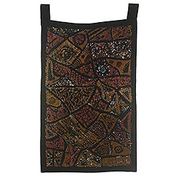 Batik cotton wall hanging, 'Echoes from Within' - Brown and Black Batik Cotton Wall Hanging