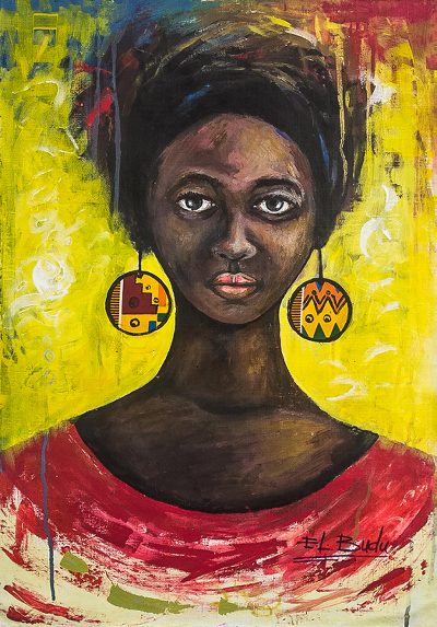'Kente Princess' - Acrylic Portrait Painting on Canvas