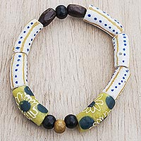 Eco-friendly beaded bracelet, 'Morning Color' - Eco-Friendly Stretch Bracelet from Ghana