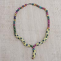 Eco-friendly pendant necklace, 'Like Candy' - Eco-Friendly Beaded Pendant Necklace