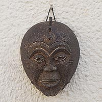 African wood mask, 'Maasai People' - Hand Crafted Sese Wood Wall Mask