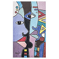 'But We Are One I' - Original Cubist-Style Painting from Ghana
