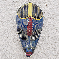 African wood mask, 'Azikiwe' - Traditional African Mask Crafted in Ghana from Sese Wood