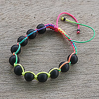 Recycled glass beaded bracelet, 'Vivid Bonds' - Handmade Recycled Glass Bead Bracelet from Ghana