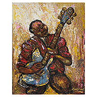 'Amazing Grace' (2021) - Signed Impressionist Unstretched Painting of Musician