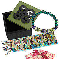 Curated gift set, 'African Legacy' - African Curated Gift Set with Scarf Bracelet Decorative Box