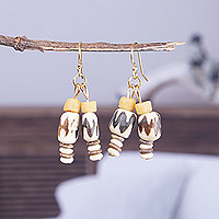 Recycled glass beaded dangle earrings, 'Inner Lady' - Eco-Friendly Recycled Glass Beaded Dangle Earrings