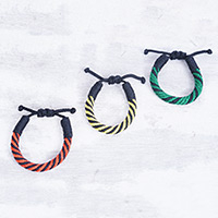 Handwoven bracelets, 'Supreme Krobo' (set of 3) - Adjustable Colorful Bracelets from Ghana (Set of 3)