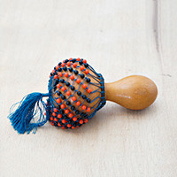 Dried gourd shekere shaker, 'Shekere Symphony' - Folk Art-Themed Beaded Dried Gourd Shekere Shaker from Ghana