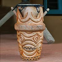 Wood kpanlogo drum, 'Asafo' - African Kpanlogo Djembe Drum