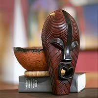 Congolese wood African mask, 'Congo Medicine Man' - Unique Congo Zaire Wood Mask