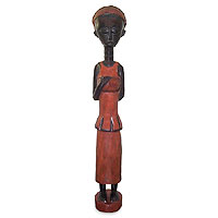 Wood sculpture Ghana Ewe Mother Ghana