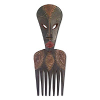 Wood sculpture Face Comb Ghana
