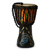 Wood djembe drum Prosperous Horns Ghana