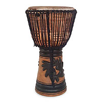 Wood djembe drum Dance of Kings Ghana