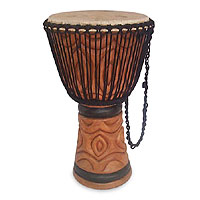 Wood djembe drum Infinite Love Ghana