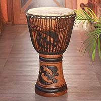 Wood djembe drum God is Supreme Ghana