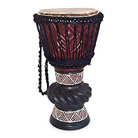 Wood djembe drum Ceremonial Celebrations Ghana