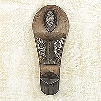 Hausa wood African mask,