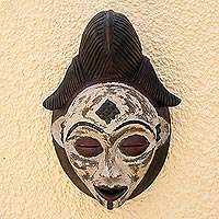 Gabonese African wood mask, 'Guiding Spirit' - Unique Gabonese Wood Mask