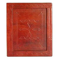 Wood and leather picture frame,