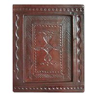 Wood and leather picture frame,