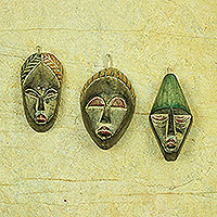 Wood ornaments Three Wise Men set of 3 Ghana