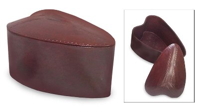 Mahogany and leather jewelry box, My Heart