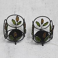 Recycled glass candleholders,