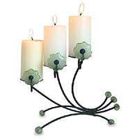Iron and recycled glass candleholder Natural Flowers Ghana