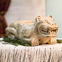 Ceramic vessel, 'Aztec Jaguar' - Ceramic vessel