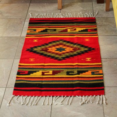 Zapotec wool rug, Green Maguey (2x3)